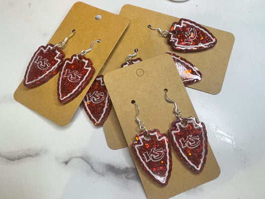 Chiefs Inspired Earrings | Hand Painted Football Earrings | Hypoallergenic Game Day Jewelry | Chiefs Fan Gift | Football Lover Gift