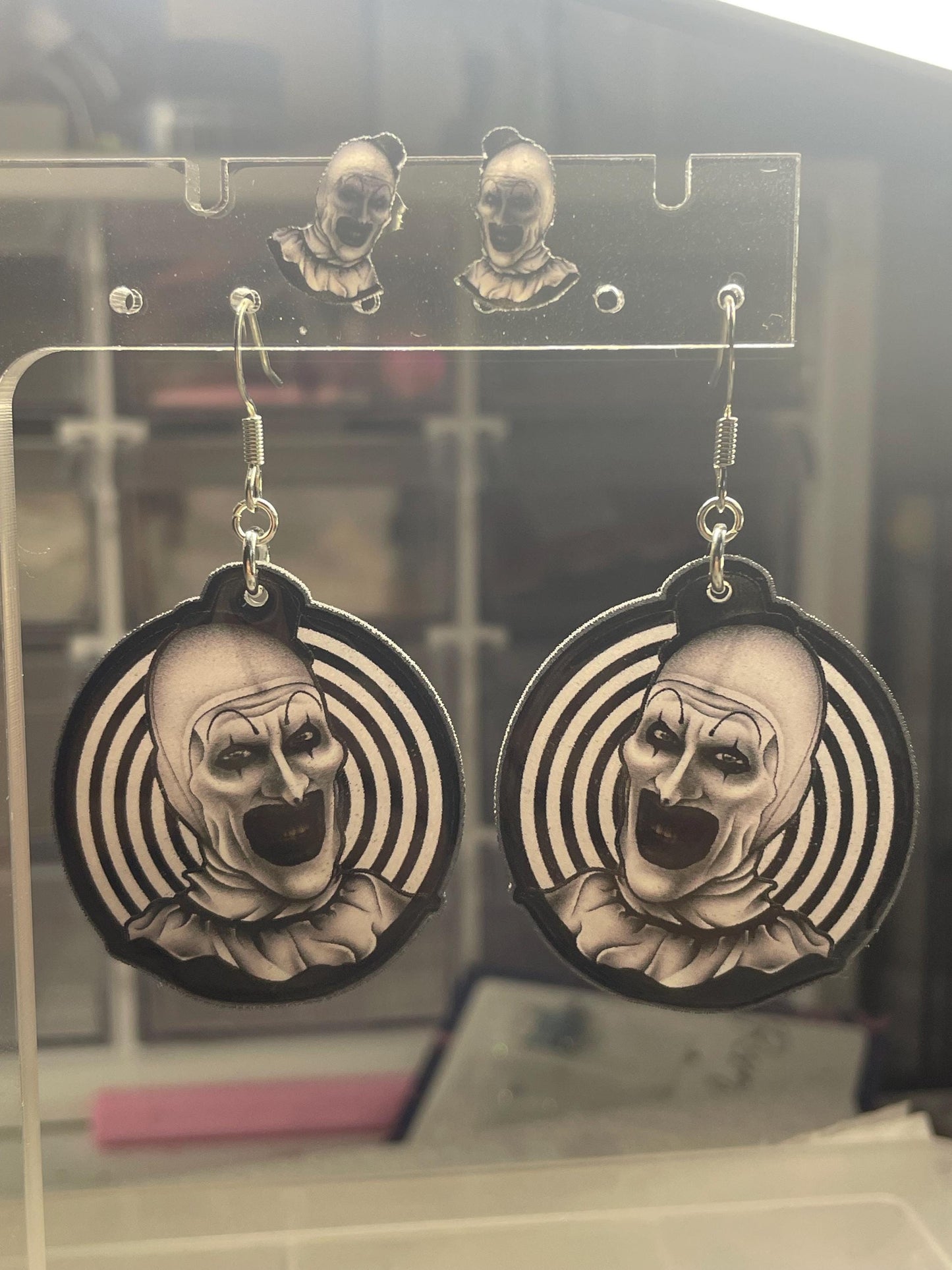 Art the Clown Earrings: Horror Movie Jewelry, Stainless Steel