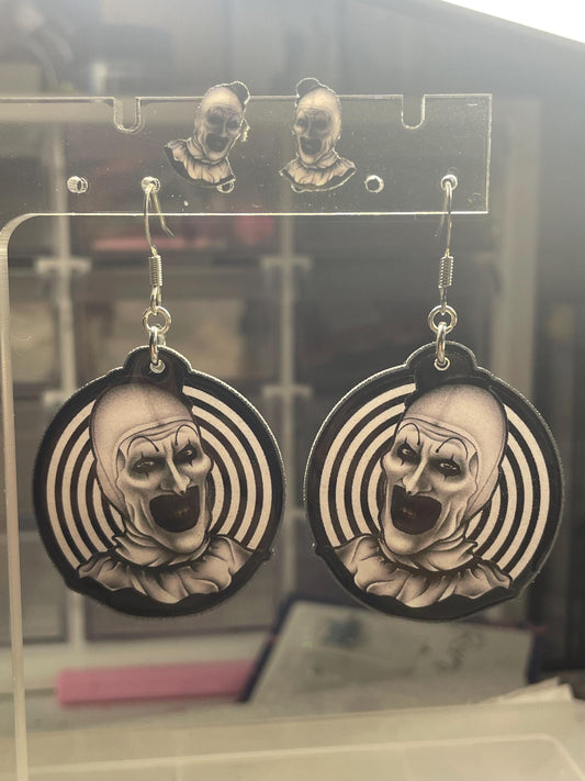 Art the Clown Earrings: Horror Movie Jewelry, Stainless Steel