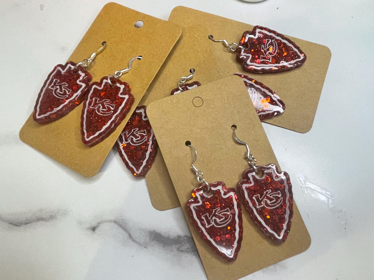 Chiefs Inspired Earrings | Hand Painted Football Earrings | Hypoallergenic Game Day Jewelry | Chiefs Fan Gift | Football Lover Gift