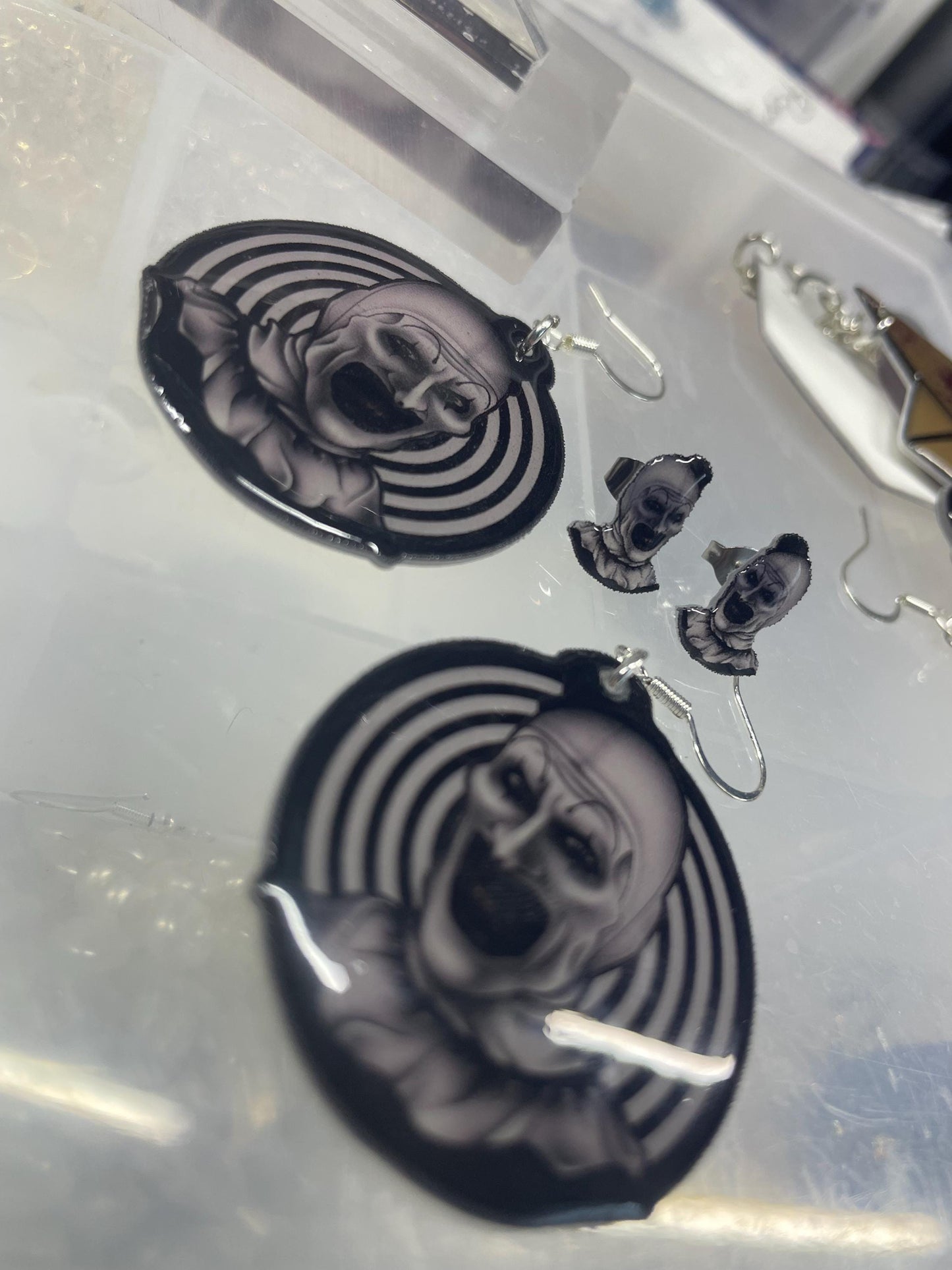 Art the Clown Earrings: Horror Movie Jewelry, Stainless Steel