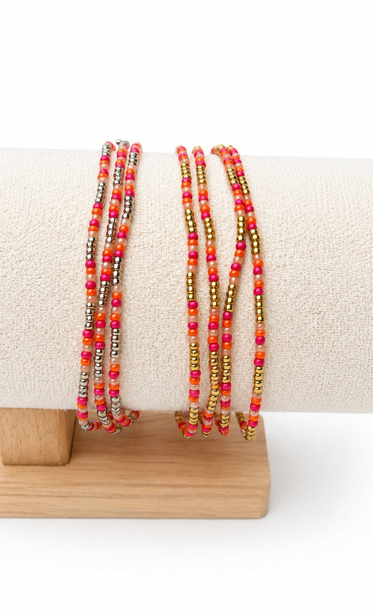 18k gold/silver plated Coral Stack Bracelet