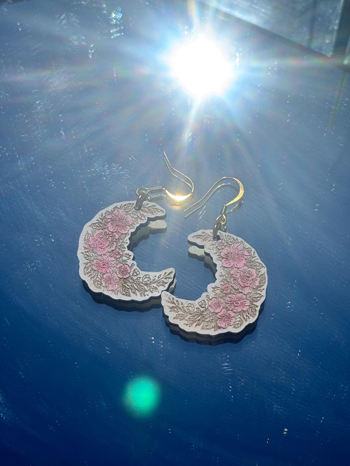 Floral Moon dangle earrings