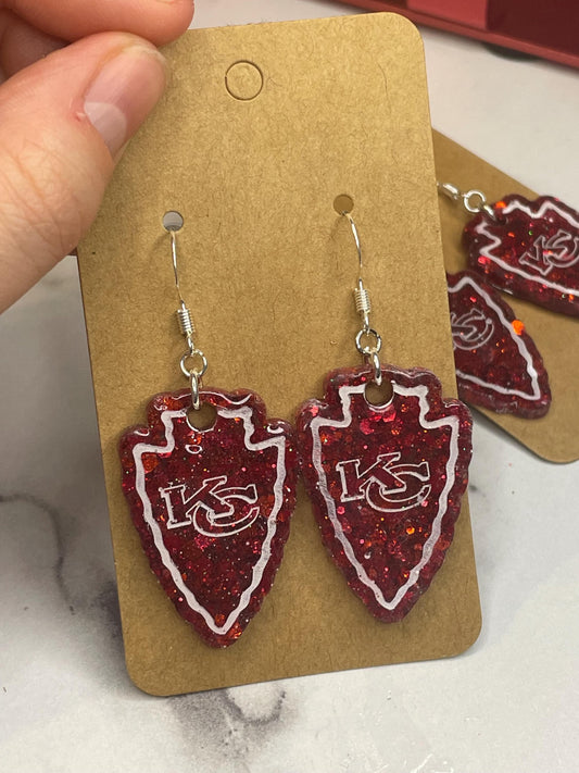 Chiefs Inspired Earrings | Hand Painted Football Earrings | Hypoallergenic Game Day Jewelry | Chiefs Fan Gift | Football Lover Gift