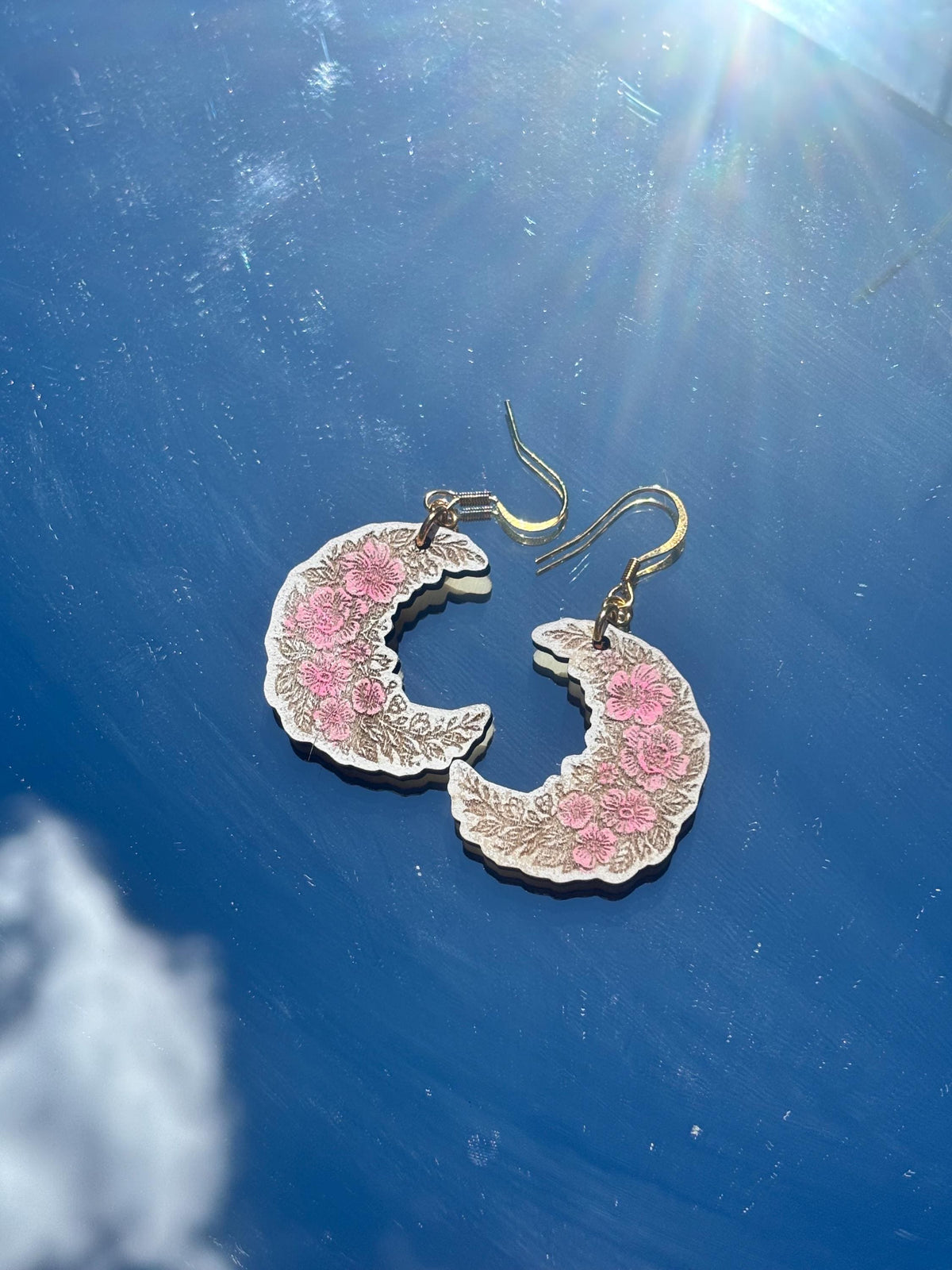 Floral Moon dangle earrings